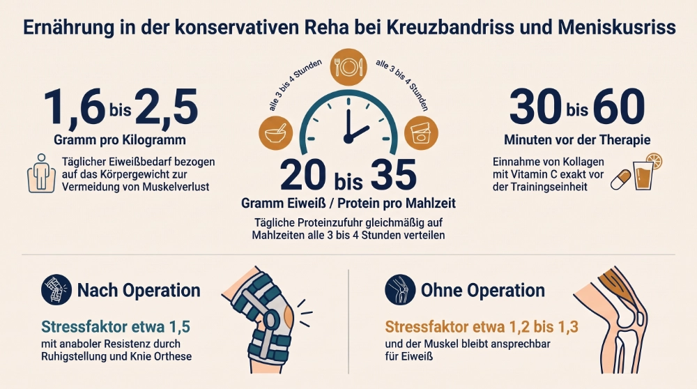 Ernährung bei Kreuzbandriss ohne OP und Meniskusriss ohne OP, proteinreiche Lebensmittel für die konservative Reha