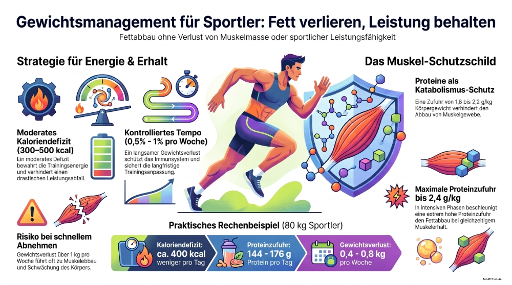 Gewichtsmanagement für Sportler: Waage und gesunde Mahlzeit mit Protein und Gemüse